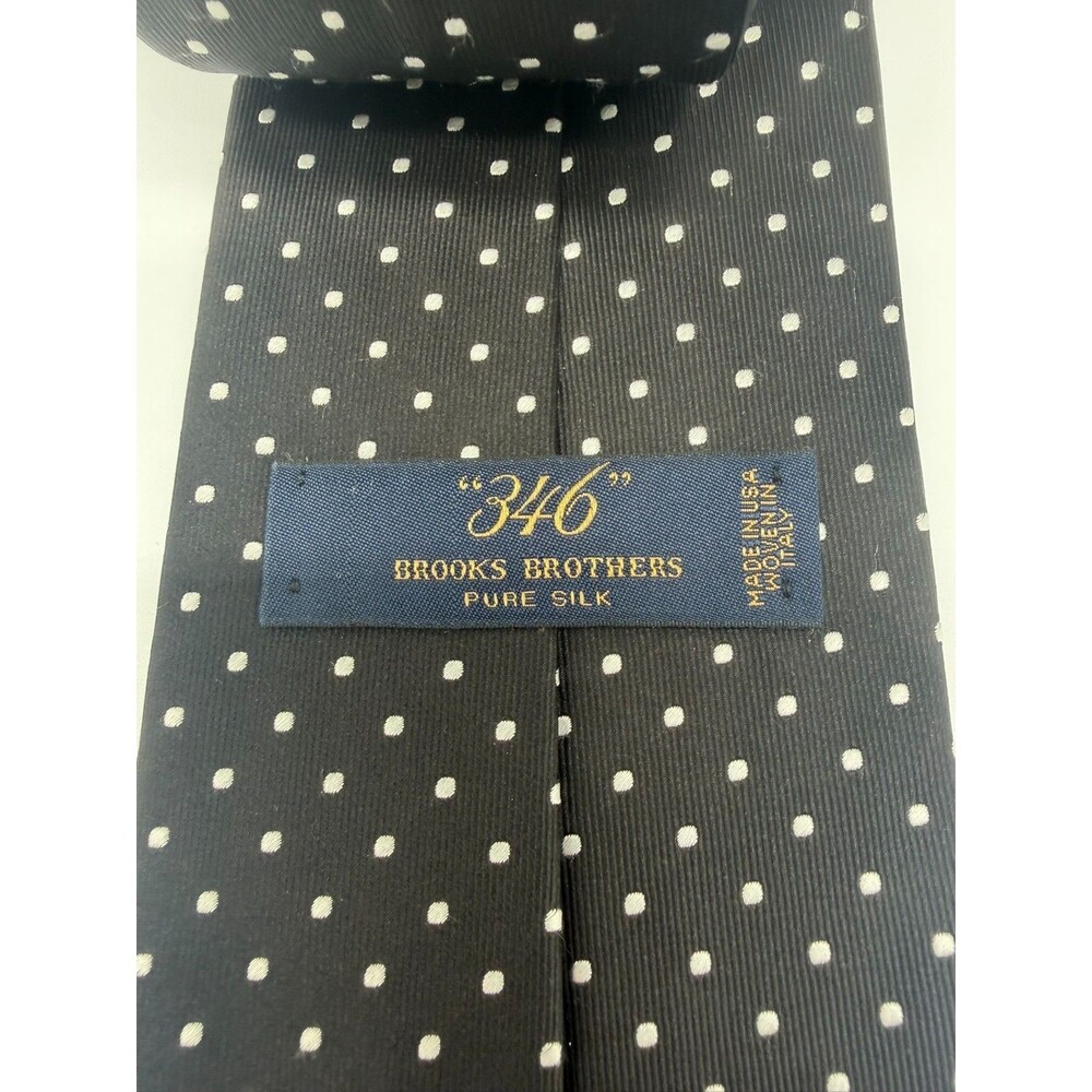 Brooks Brothers 346 Silk Tie Mens Black White Polka Dot Micro Spot Woven USA - Picture 4 of 6